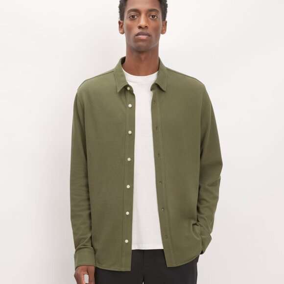 EVERLANE Organic Cotton Long Sleeve Pique Button Down Casual Stretch Shirt S - Picture 1 of 14